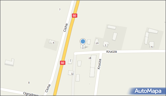 Młodzieszyn, Krucza, 1, mapa Młodzieszyn