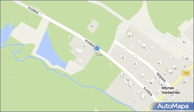Młynek Nieświński, Krótka, 9, mapa Młynek Nieświński