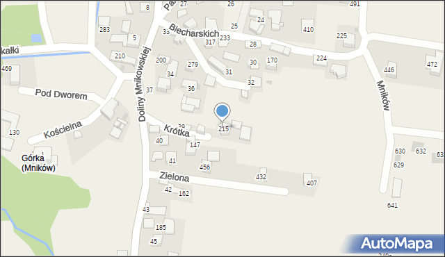 Mników, Krótka, 5, mapa Mników