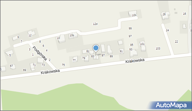 Modlniczka, Krakowska, 85, mapa Modlniczka