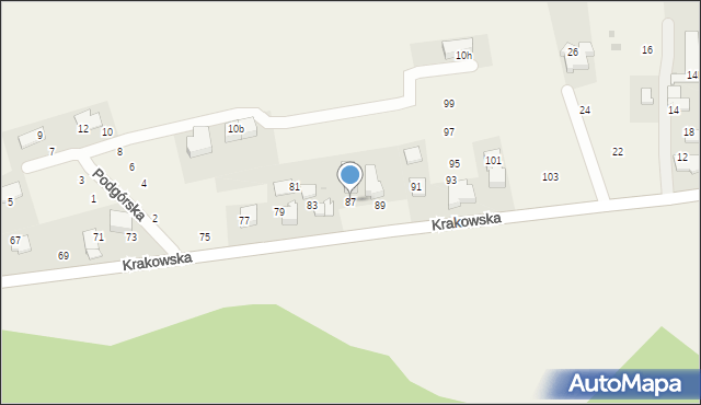 Modlniczka, Krakowska, 87, mapa Modlniczka