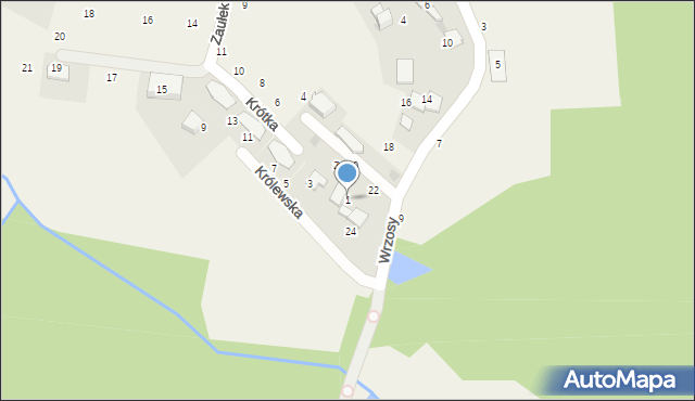 Modlniczka, Krótka, 1, mapa Modlniczka