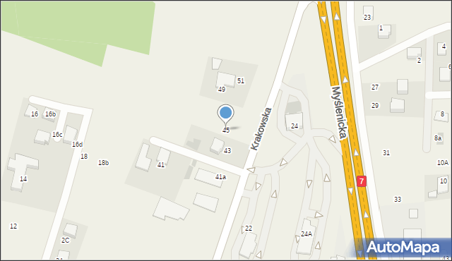 Mogilany, Krakowska, 45, mapa Mogilany