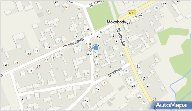Mokobody, Krótka, 1, mapa Mokobody