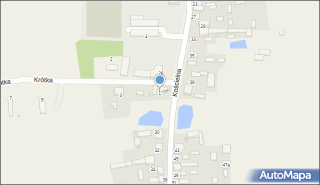 Mokrzesz, Krótka, 1, mapa Mokrzesz