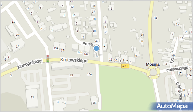 Mosina, Krotowskiego, 12, mapa Mosina