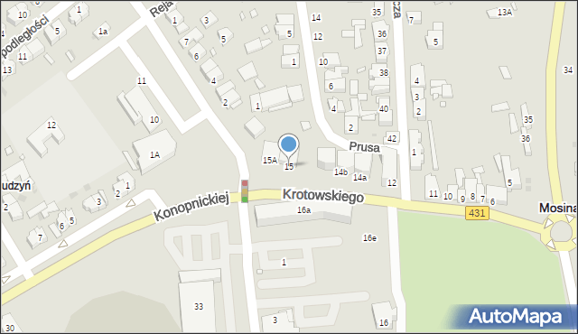 Mosina, Krotowskiego, 15, mapa Mosina