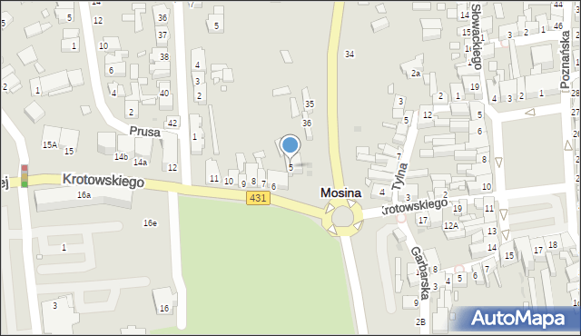 Mosina, Krotowskiego, 5, mapa Mosina