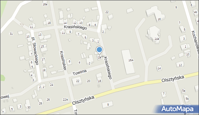 Mrągowo, Krasińskiego Zygmunta, 1a, mapa Mrągowo