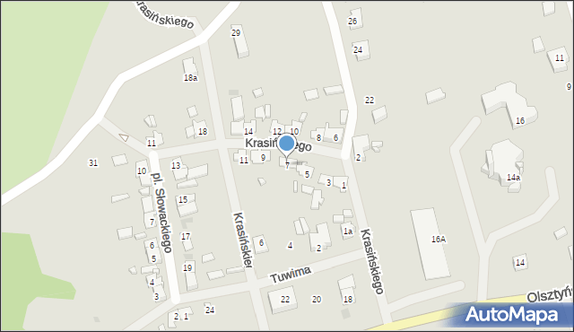 Mrągowo, Krasińskiego Zygmunta, 7, mapa Mrągowo