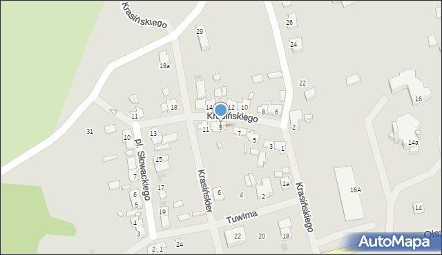 Mrągowo, Krasińskiego Zygmunta, 9, mapa Mrągowo