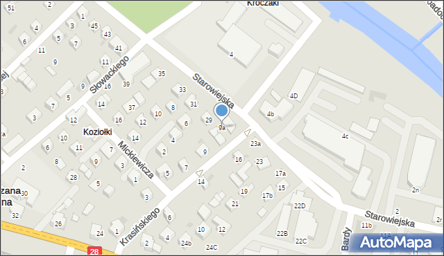 Mszana Dolna, Krasińskiego Zygmunta, 9a, mapa Mszana Dolna