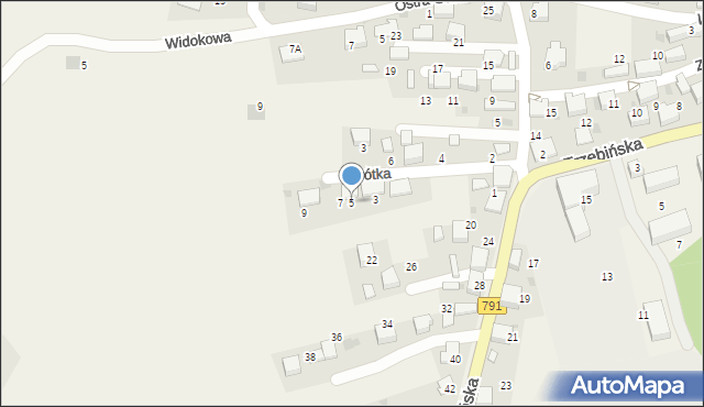 Myślachowice, Krótka, 5, mapa Myślachowice