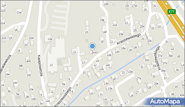 Myślenice, Kraszewskiego Józefa Ignacego, 17, mapa Myślenice