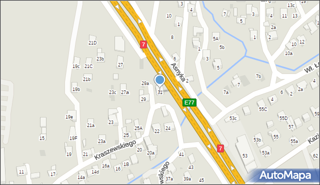 Myślenice, Kraszewskiego Józefa Ignacego, 31, mapa Myślenice