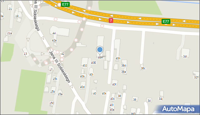 Myślenice, Króla Jana III Sobieskiego, 44A, mapa Myślenice