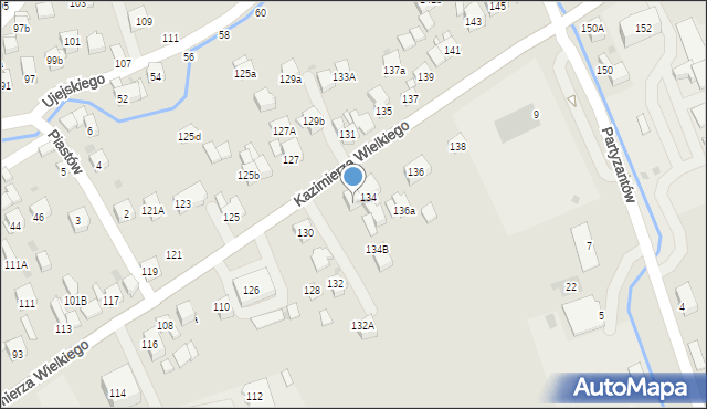 Myślenice, Króla Kazimierza Wielkiego, 134a, mapa Myślenice