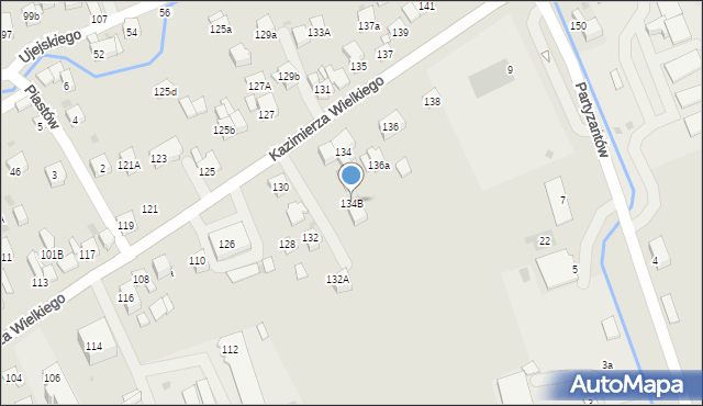 Myślenice, Króla Kazimierza Wielkiego, 134B, mapa Myślenice