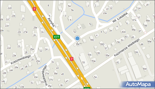 Myślenice, Króla Kazimierza Wielkiego, 53c, mapa Myślenice