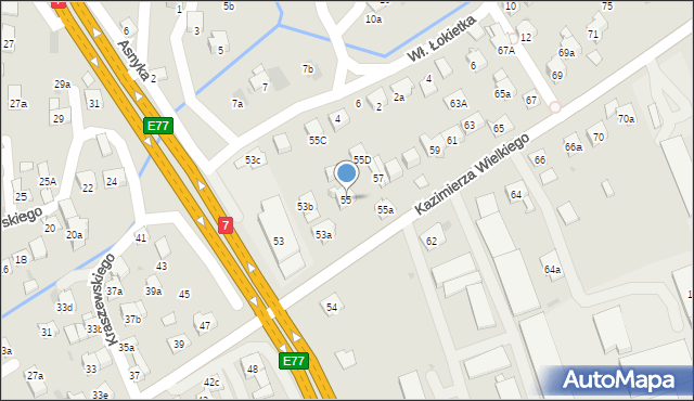 Myślenice, Króla Kazimierza Wielkiego, 55, mapa Myślenice