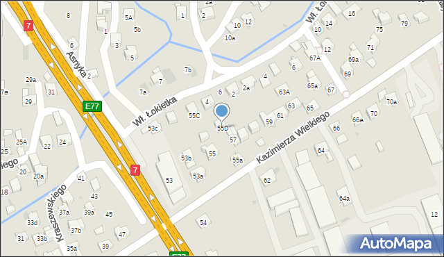 Myślenice, Króla Kazimierza Wielkiego, 55D, mapa Myślenice