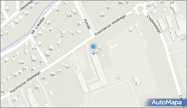 Myślenice, Króla Kazimierza Wielkiego, 58, mapa Myślenice
