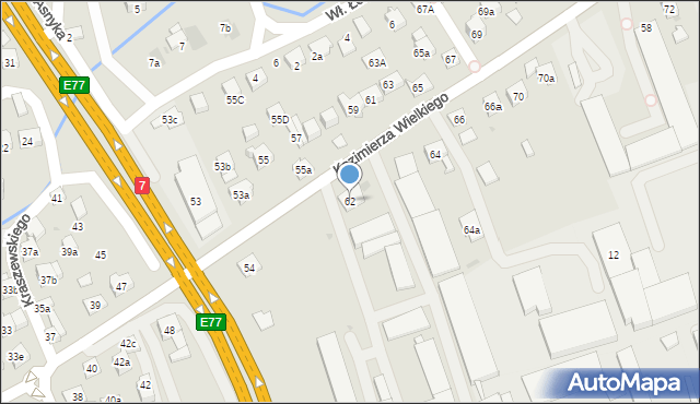 Myślenice, Króla Kazimierza Wielkiego, 62, mapa Myślenice