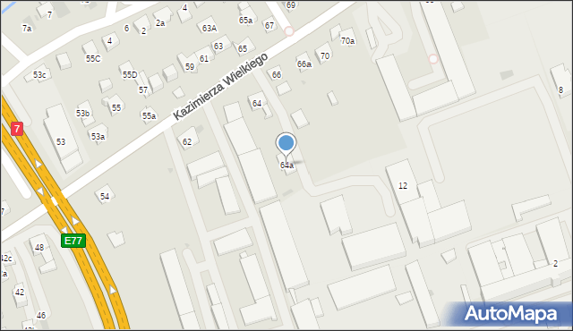 Myślenice, Króla Kazimierza Wielkiego, 64a, mapa Myślenice
