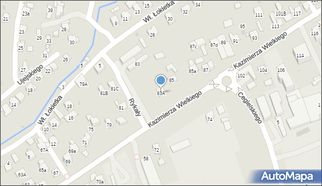 Myślenice, Króla Kazimierza Wielkiego, 83A, mapa Myślenice