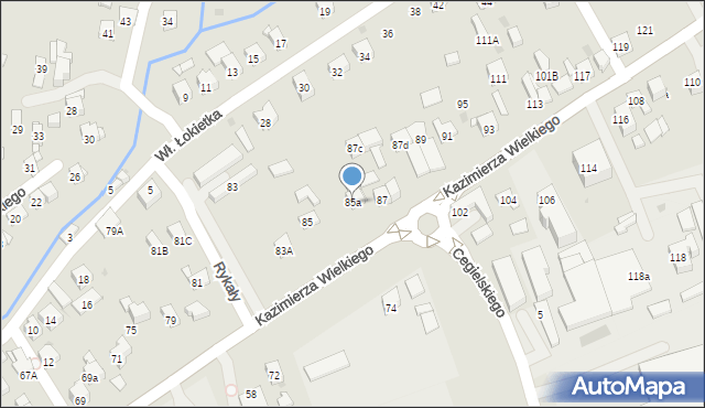 Myślenice, Króla Kazimierza Wielkiego, 85a, mapa Myślenice