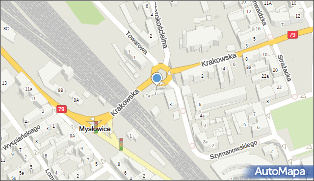 Mysłowice, Krakowska, 2c, mapa Mysłowice