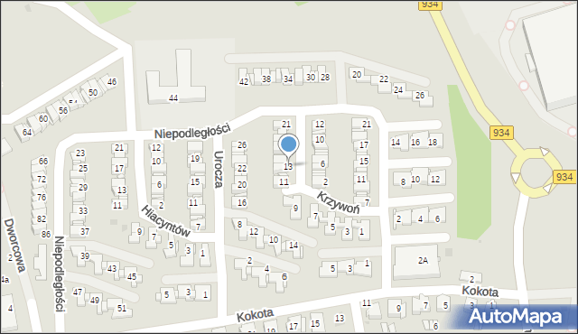 Mysłowice, Krzywoń Anieli, 13, mapa Mysłowice