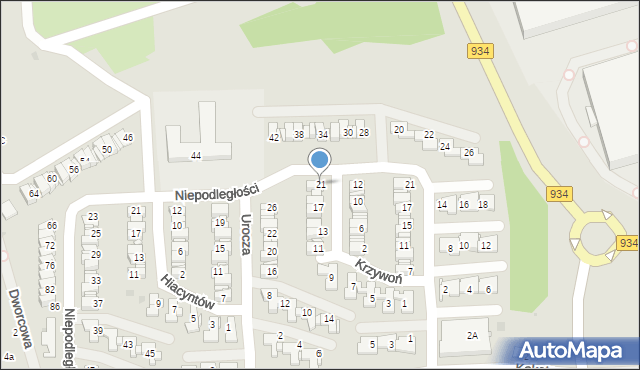 Mysłowice, Krzywoń Anieli, 21, mapa Mysłowice