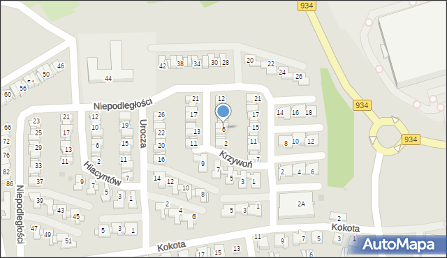 Mysłowice, Krzywoń Anieli, 6, mapa Mysłowice