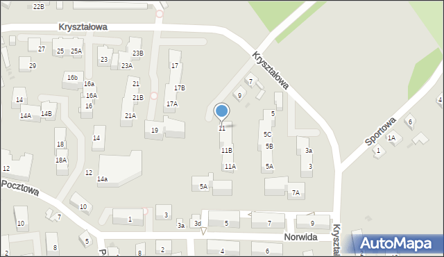 Mysłowice, Kryształowa, 11, mapa Mysłowice