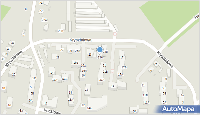 Mysłowice, Kryształowa, 23A, mapa Mysłowice