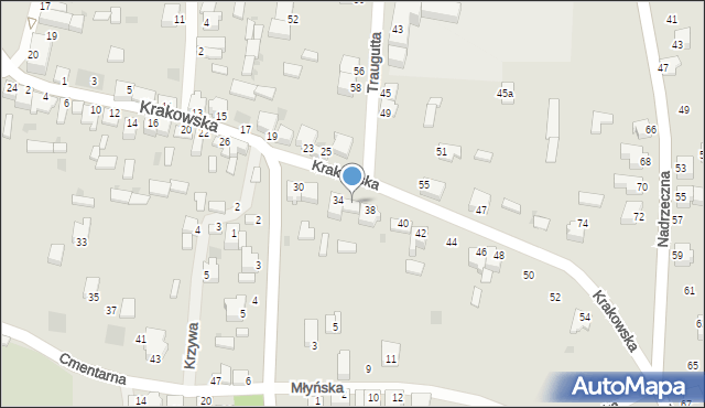 Myszków, Krakowska, 36, mapa Myszków
