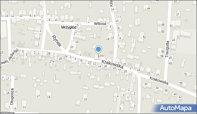 Myszków, Krakowska, 5, mapa Myszków