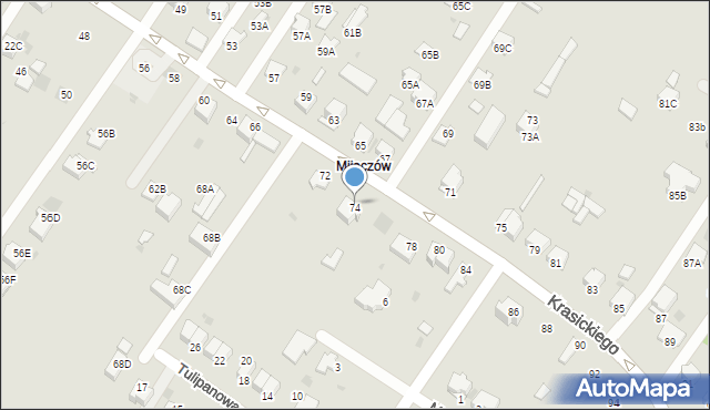 Myszków, Krasickiego, 76, mapa Myszków