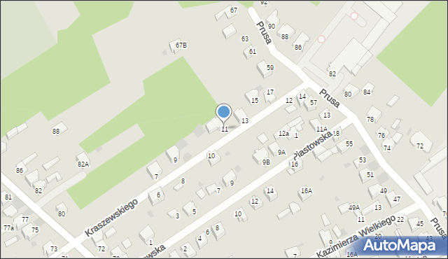 Myszków, Kraszewskiego, 11, mapa Myszków