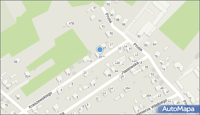 Myszków, Kraszewskiego, 13, mapa Myszków