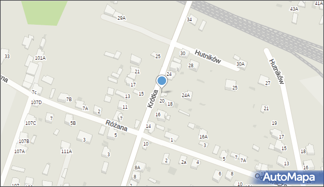 Myszków, Krótka, 22, mapa Myszków