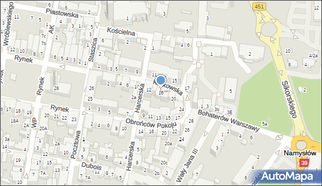 Namysłów, Krakowska, 16, mapa Namysłów