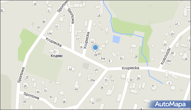 Narol, Krupiecka, 14, mapa Narol