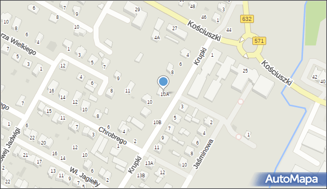 Nasielsk, Krupki, 10A, mapa Nasielsk