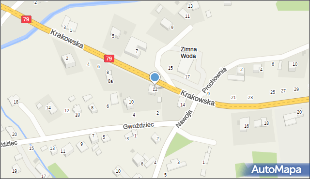 Nawojowa Góra, Krakowska, 12, mapa Nawojowa Góra