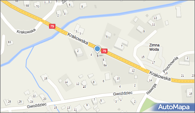 Nawojowa Góra, Krakowska, 6, mapa Nawojowa Góra