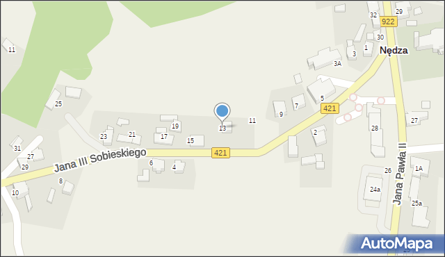 Nędza, Króla Jana III Sobieskiego, 13, mapa Nędza