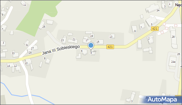Nędza, Króla Jana III Sobieskiego, 4, mapa Nędza