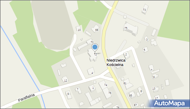 Niedrzwica Kościelna, Krakowska, 72, mapa Niedrzwica Kościelna